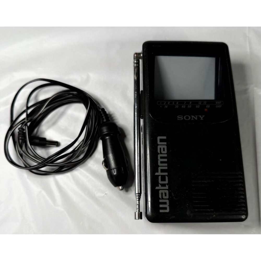 Sony Watchman FD-230 Portable B&W TV Handheld Television 1990 Vintage Black